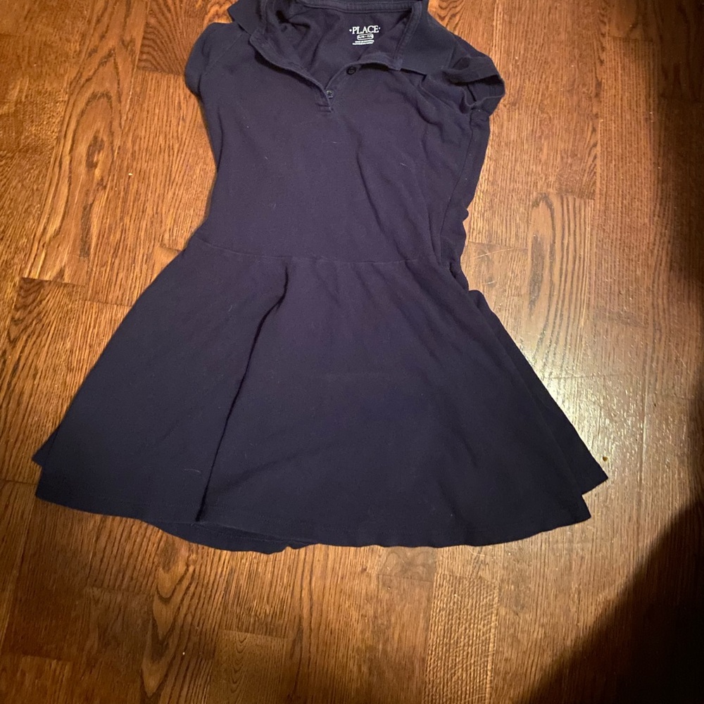 Navy blue collared uniform dresses